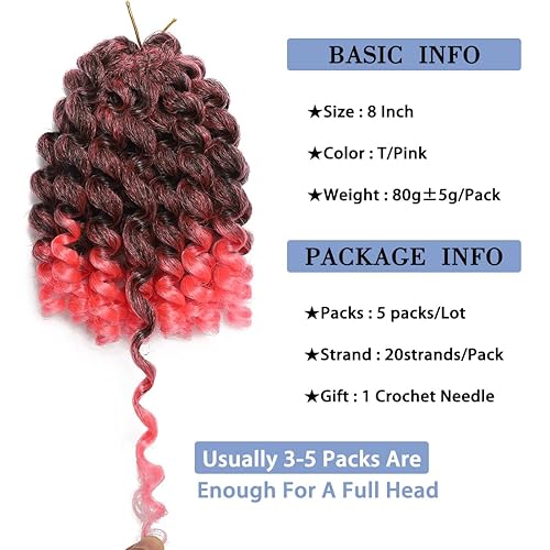 Miniatura 4 de Cabello rizado con ganchillo jamaicano con rebote de ganchillo, pelo corto trenzado de 8 pulgadas, extensiones de cabello rizado con ganchillo