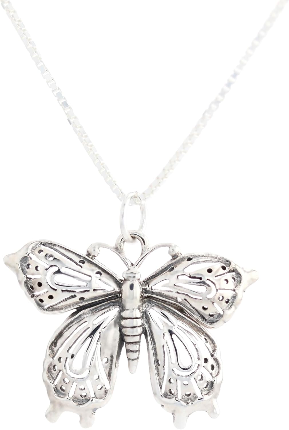 Jewelry Trends Sterling Silver Victorian Butterfly Pendant Necklace 18"