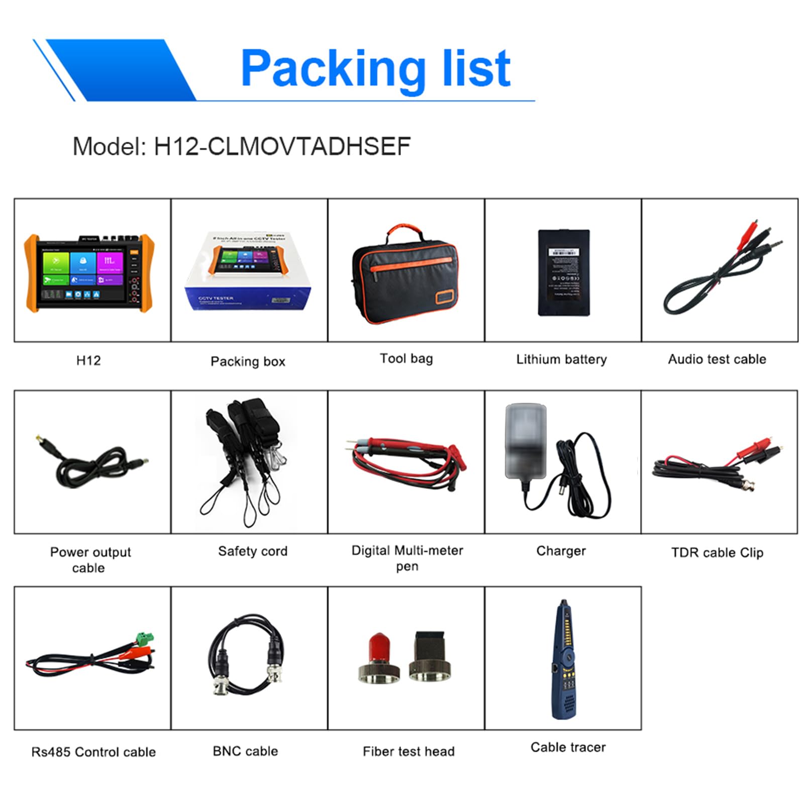 Probador de cámara IP 8K multifuncional CCTV, pantalla de 8 pulgadas, 8K H.265 8MP TVI/CVI/AHD/SDI/CVBS, comprobador de cables DMM TDR VFL compatible con 55 V POE++, puerto SFP HDMI y VGA (modelo