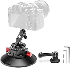 NEEWER 6"/15.2cm Camera Suction Cup Mount with Ball Head Magic Arm, Metal Suction Cup Mount on Car Windshield Dash for Camera/Action Camera/Phone Holder, with 1/4" & 3/8" Mounting Holes for ARRI