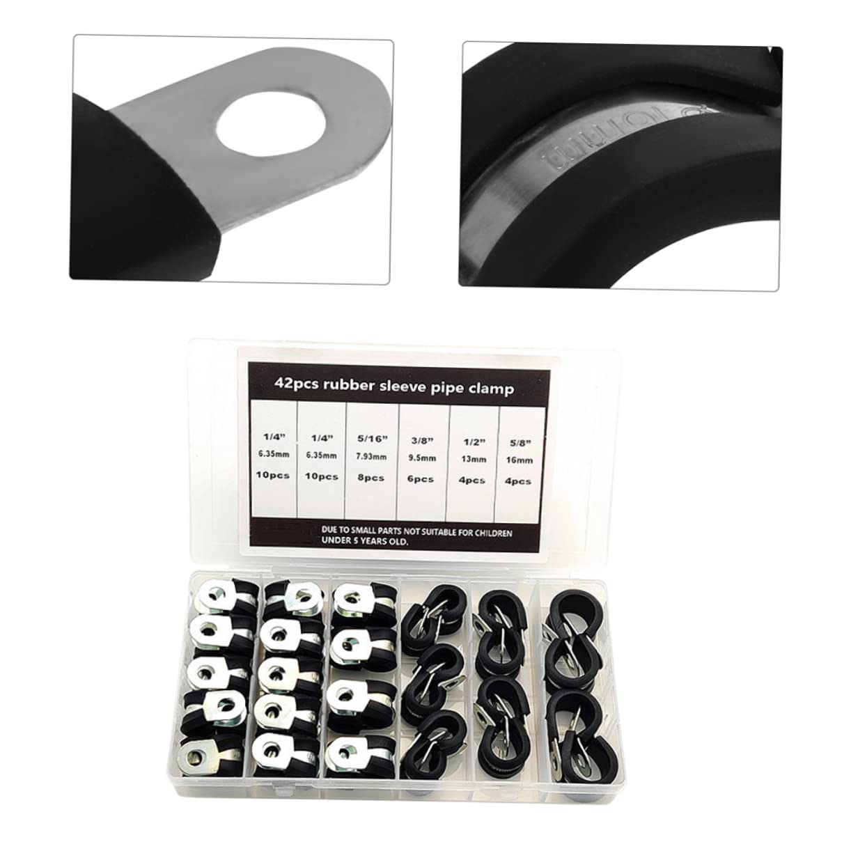 KALLORY Rubber Cushioned Clamp R-shape Cable Clamp Set Wire Cord Installation Assortment