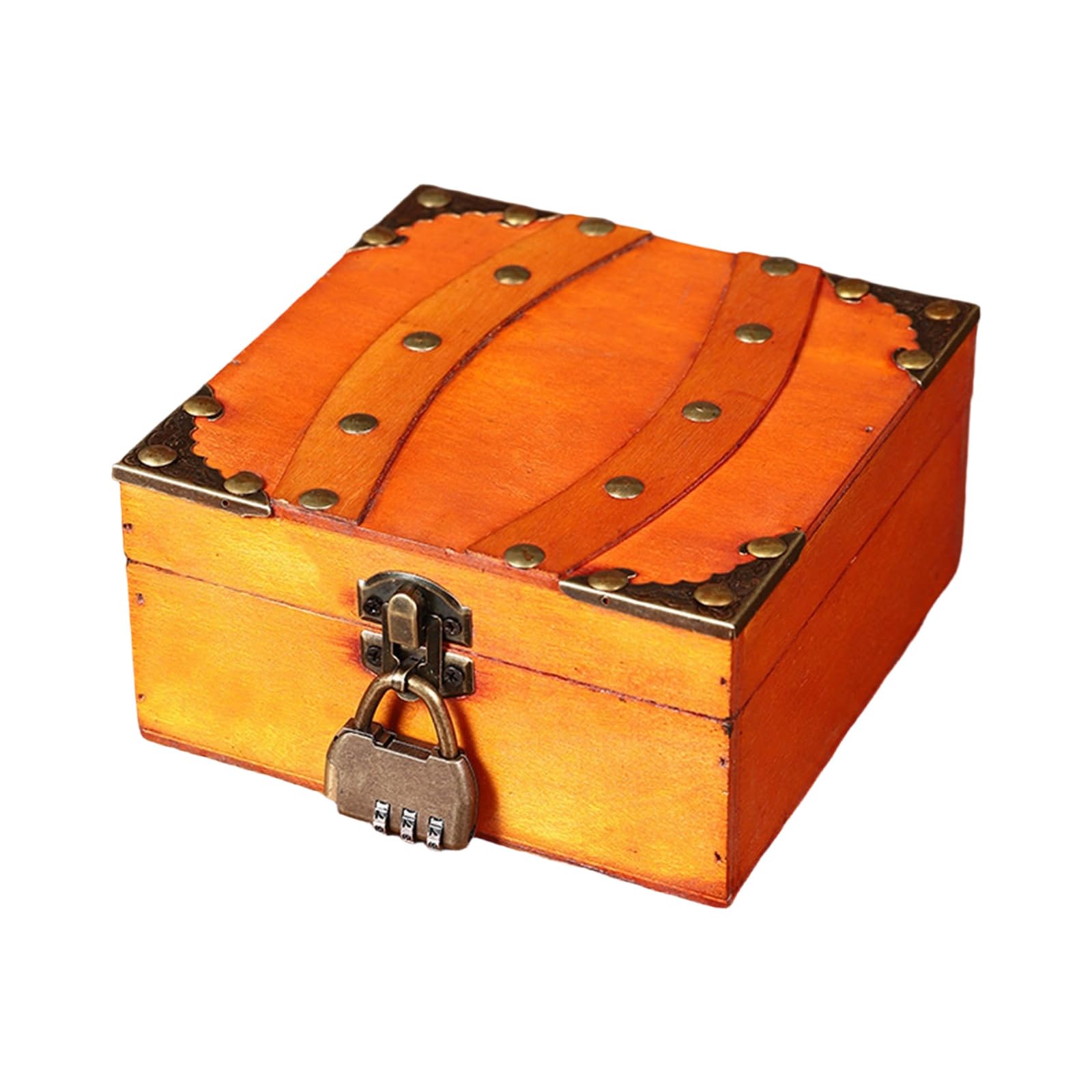 Carotoe Sunset Red Three Dig Spacious Wood Chest With Metal For Jewelry Keeping And Decorative Home Accent Jewelry Box