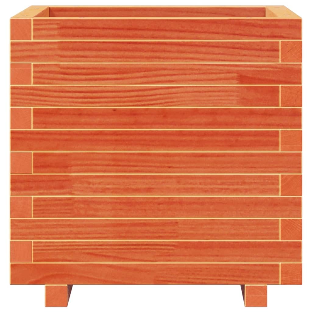 Macetero de madera de pino, 50 x 50 x 49,5 cm, marrón cera, madera maciza, bancal alto, jardín de hierbas, jardín urbano para jardín, balcón y terraza