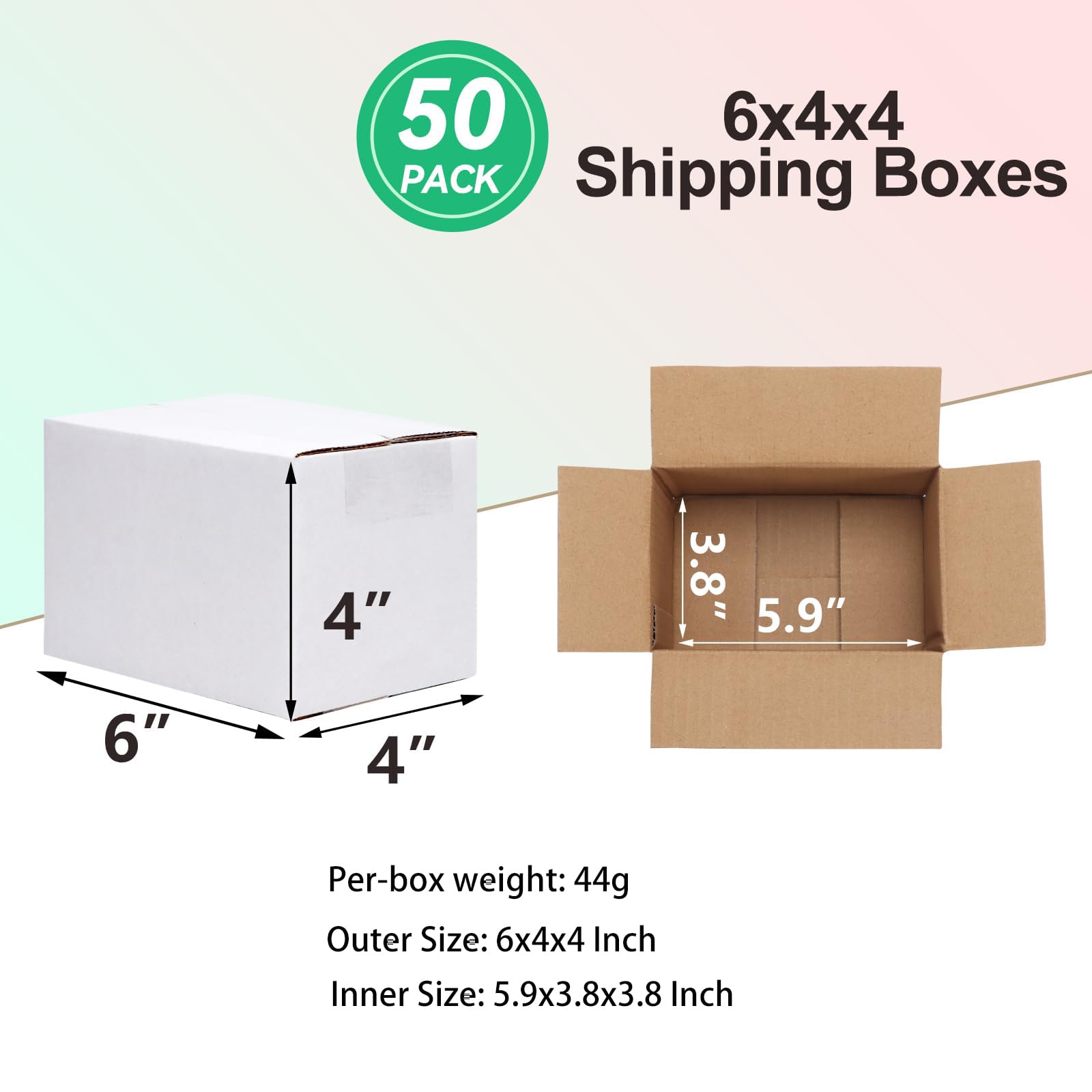 PETAFLOP Confezione da 50 scatole di cartone ondulato per piccole imprese, 6 x 4 x 4, colore: bianco