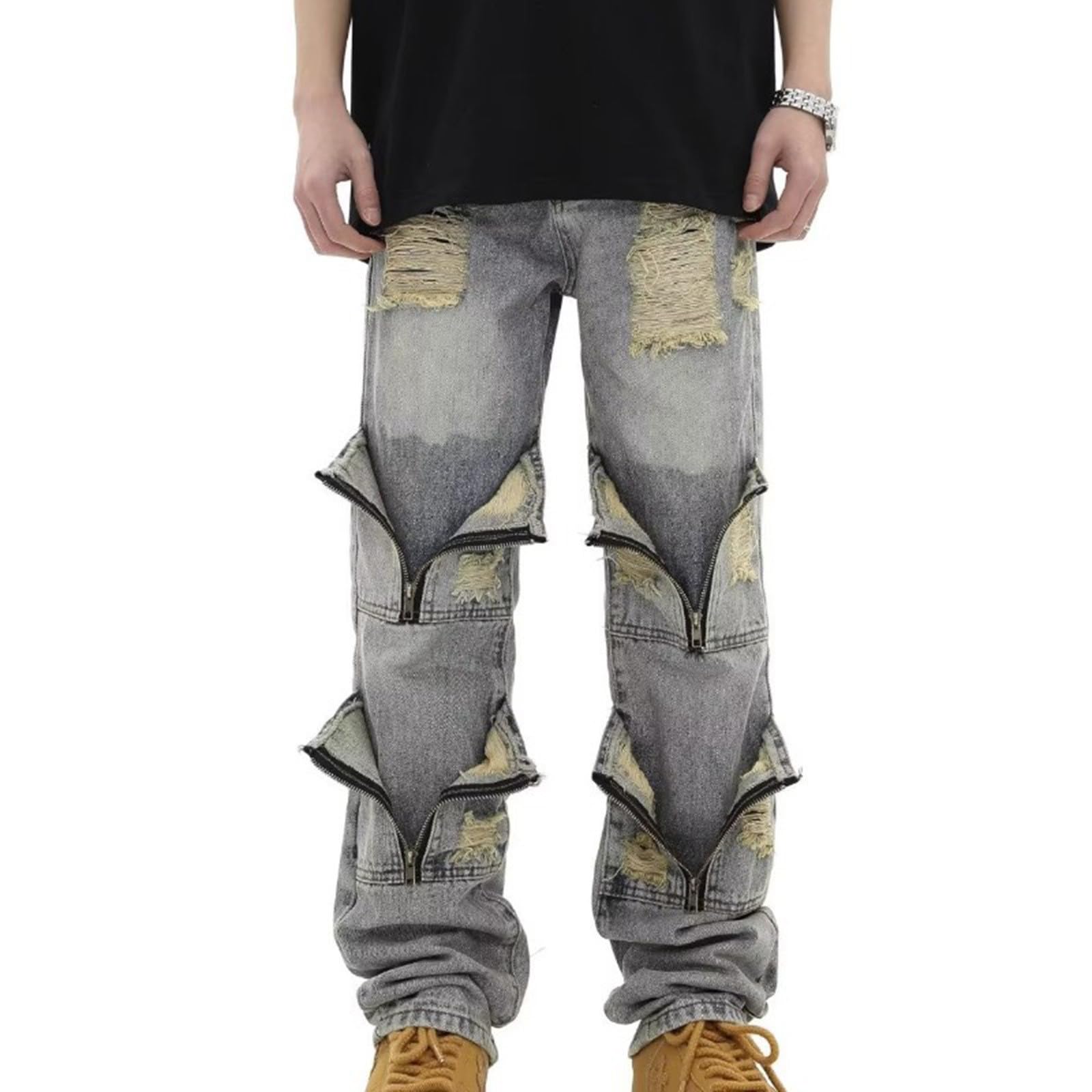 SRZYMJ Jeanshose Herren Slim Fit Hosen Jeans Kaputt Jogginghose Grau Slim Cargo Hosen Weit Chino Hose Regular Fit Wanderhose Sporthose Lang Freizeithose Lang Leinen Outdoor Hosen Trainingshose Lang