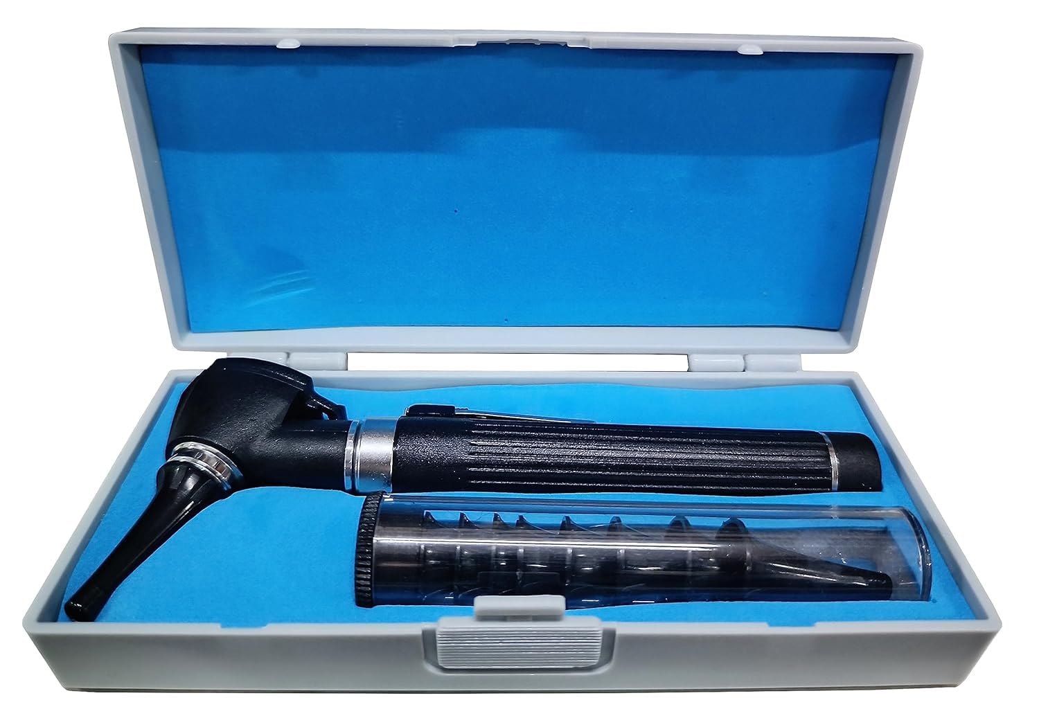Fiber Optic Mini Pocket Otoscope Set LED Ear Scope Medical Diagnostic ENT Otoscope LED Portable Ear Otoscope with 8 Tips Case Cover (Black)-image-7
