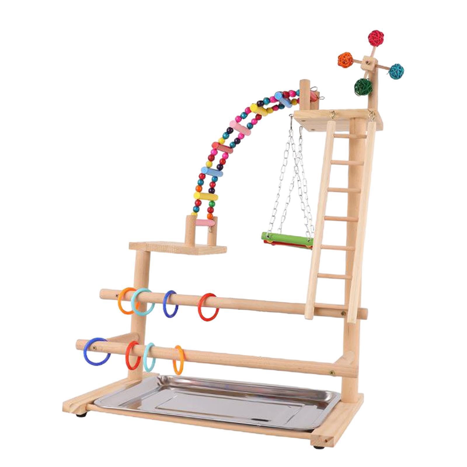 Supporto in Legno per Uccelli, Palestra, Parco Giochi per pappagalli, calopsitte, Colibrì, parrocchetti