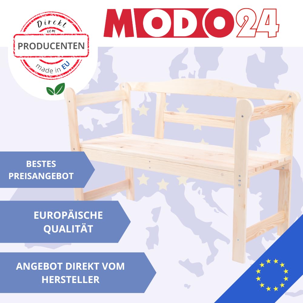 Gartenbank aus Holz, Schutzhülle aus PVC, Parkbank, Gartenmöbel, Sitzbank, Bank Friesenbank, Holzbank, 2-Sitzer, In- & Outdoor, FSC-Holz, Abmessungen 46x118x78 cm, Farbe: Braun
