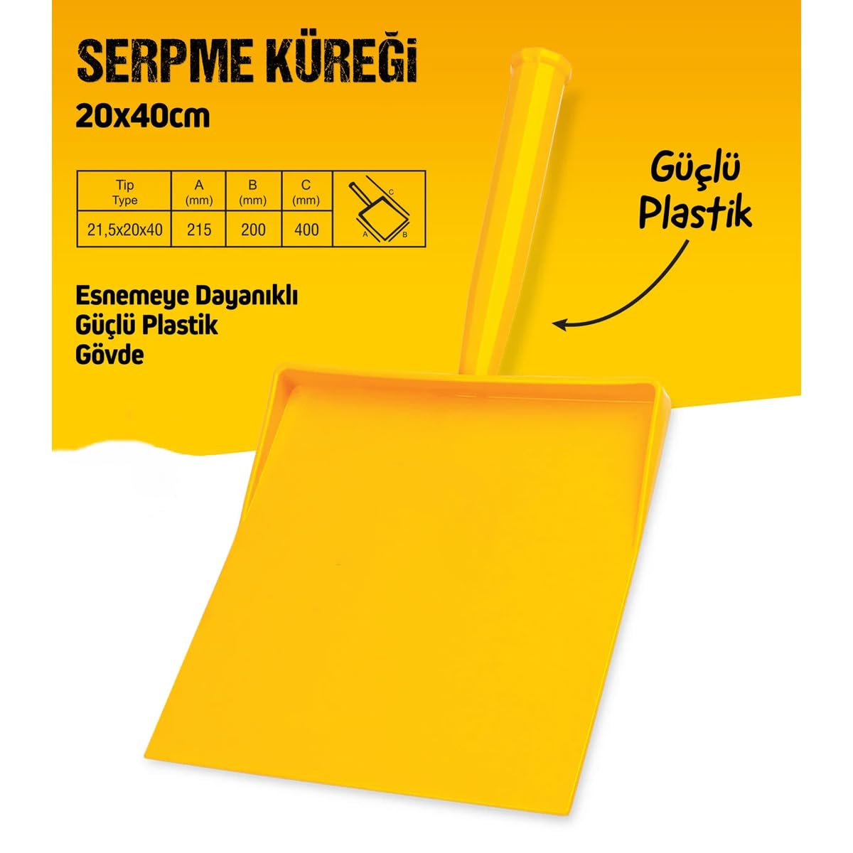 GüncelÇarşı Sıva Harcı Serpme Küreği ve Temizlik Küreği Faraş, Dayanıklı Geniş Ağızlı Plastik Kürek, İnşaat ve Ev Kullanımı İçin Çok Amaçlı Pratik Temizlik Aparatı