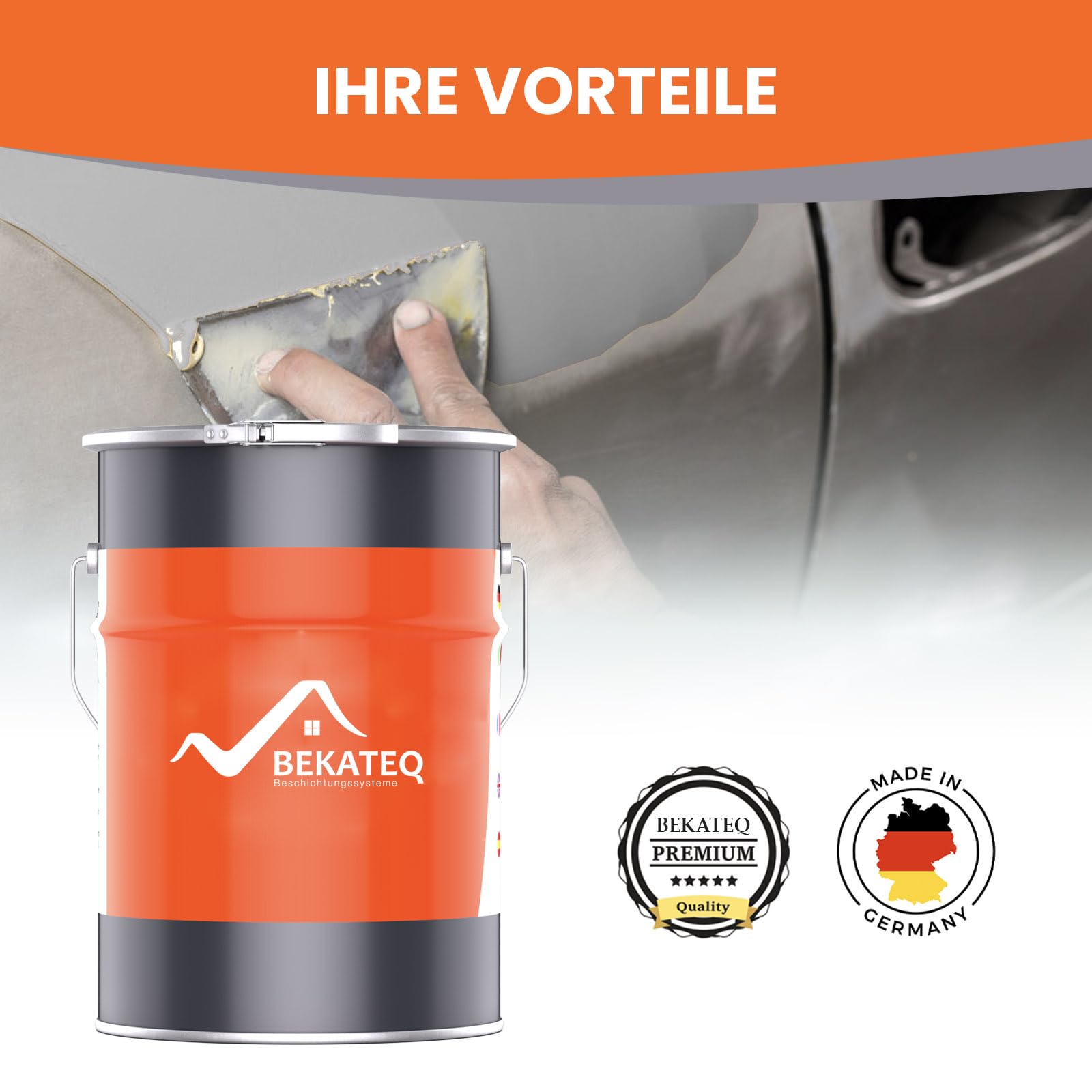 BEKATEQ Feinspachtel BK-110EP 2K Epoxidharz, 4,5 kg l Spachtelmasse für Boden, Auto & Boot l Risse & Löcher auffüllen, verdämmen I schnell härtend & wasserfest I ausziehbar auf 0 I mit Reparatur-Set