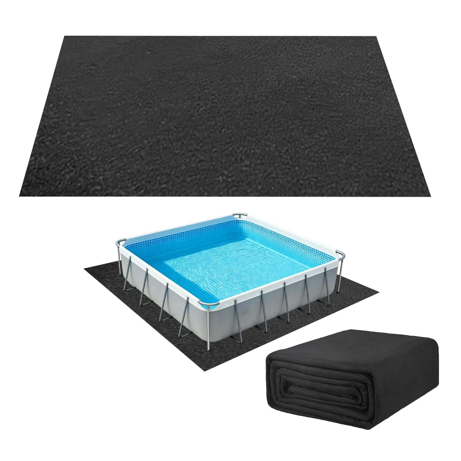 Tapis De Sol Pour Piscine Carré, Bâche De Protection Robuste Et Anti-Crevaison, Tapis Piscine AntidéRapant Et Ultra Absorbante, Pliable T apis Sous P iscine Hors Sol, T apis Spa Pour L'extérieur