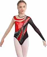 Jugaoge Mädchen Ganzkörper Turnanzug - Glitzer Gymnastikanzug Mit Mesh Für Tanz & Eiskunstlauf