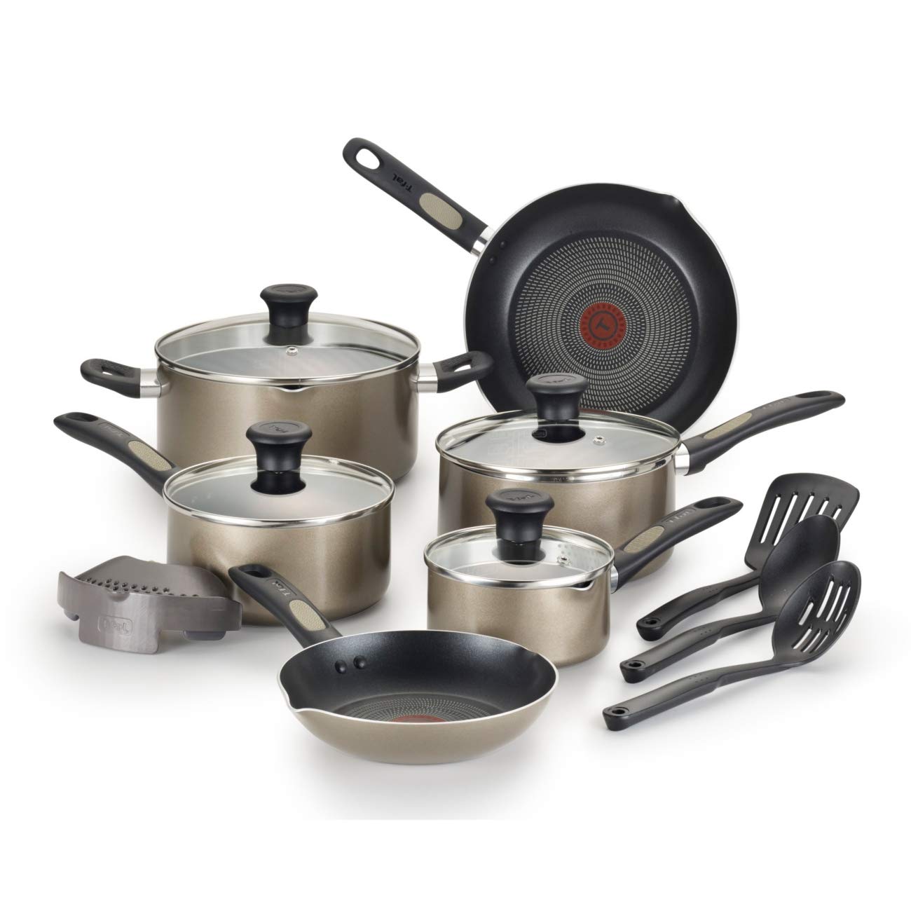 Buy Tfal Cook & Strain 14Pc. NonStick Cookware Set, Beige Online at