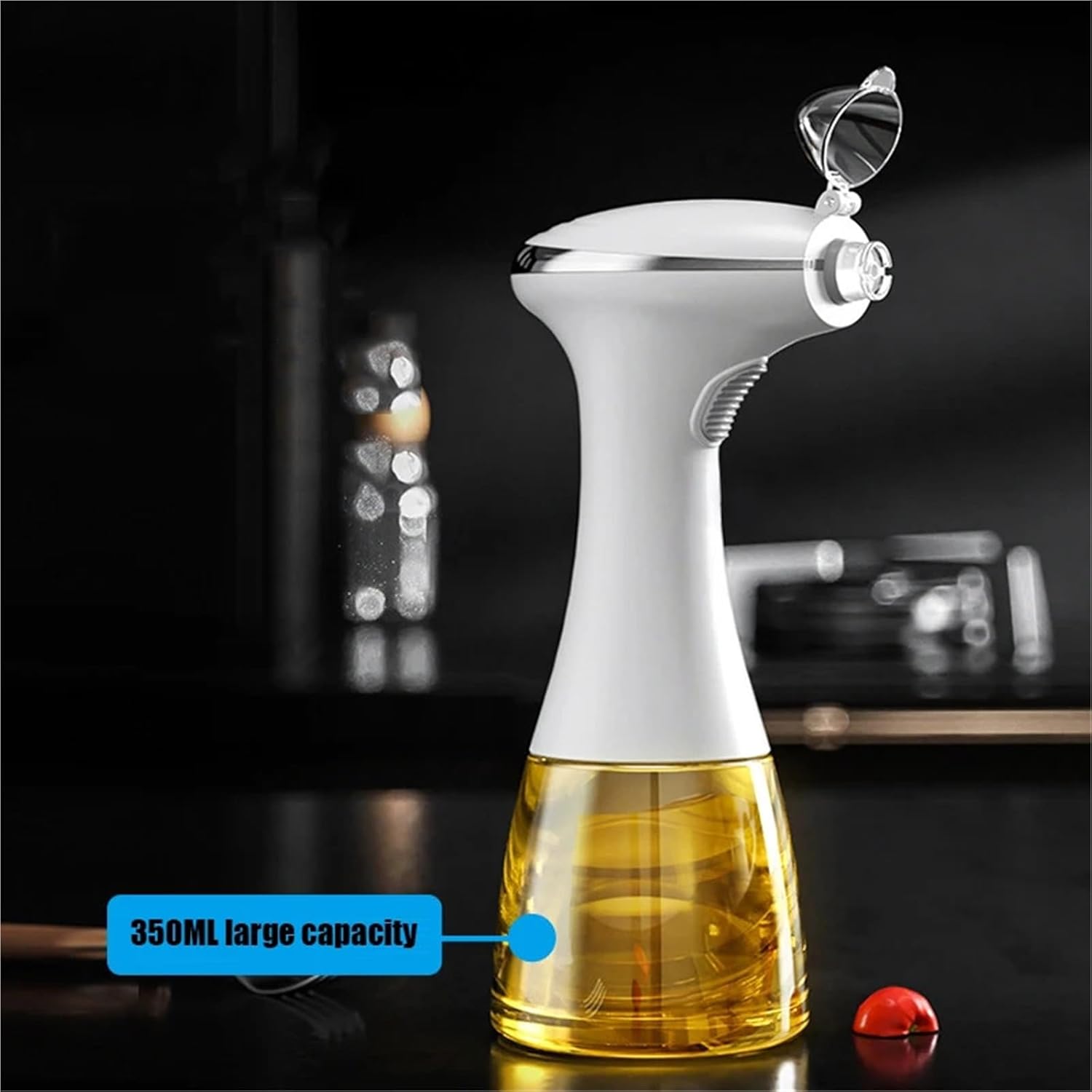 Oil Spray Bottle, Electric Oil Spray Bottle Dispenser USB Charging Creative Soy Sauce Jar Vinegar Storage For BBQ Kitchen Sprayer,for Salad Making, Baking(White)