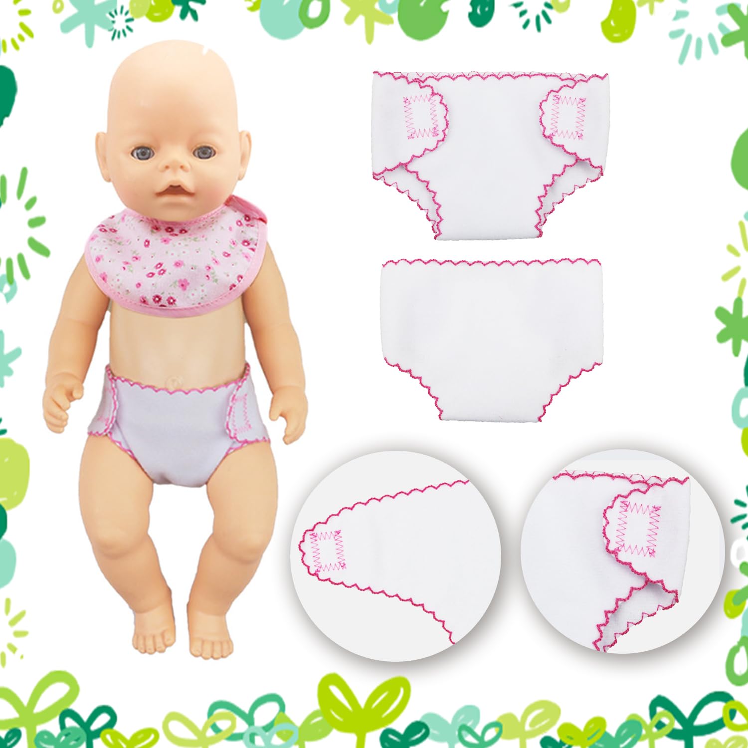 MEISH 6pcs Doll Diapers Baby Doll Diapers Underwear Doll Diapers Refill Baby Doll Accessories for 18 Inch Baby Dolls - Image 4