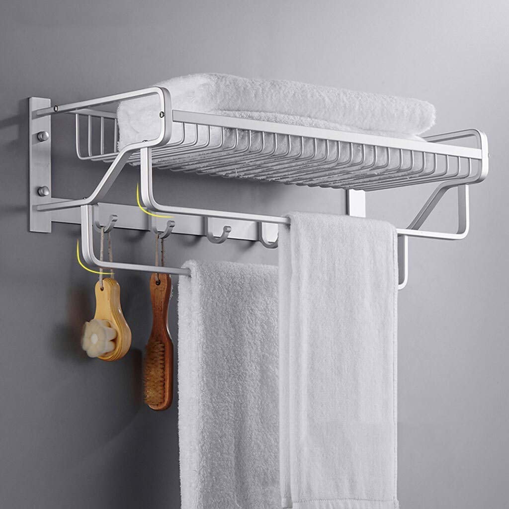 Porte-serviettes double pôle avec étagère de salle de bain
