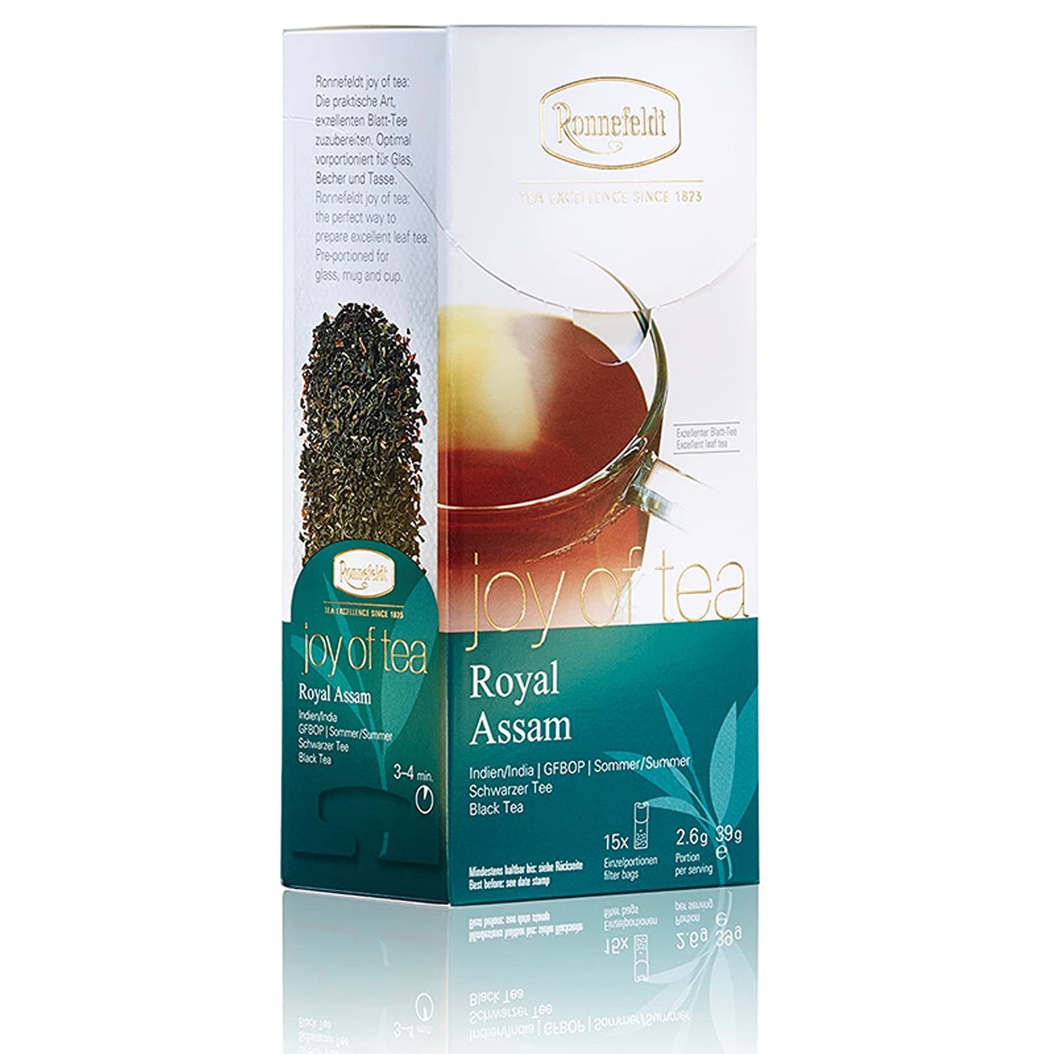 Ronnefeldt Royal Assam 'Joy of Tea' - czarna herbata, mocna/korzenna, 15 torebek herbaty, 39 g, ilość: 6 sztuk