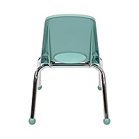 Vista 7 de FDP 15411-SF - Silla escolar apilable de 12 pulgadas, asiento apilable para estudiantes con patas de acero cromado y deslizadores de bolas