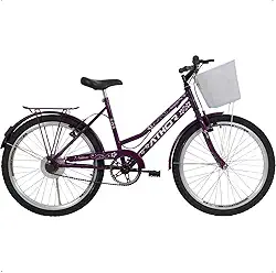 Bicicleta Infantil Feminina Athor Nature Aro 24 C/Cesto Violeta