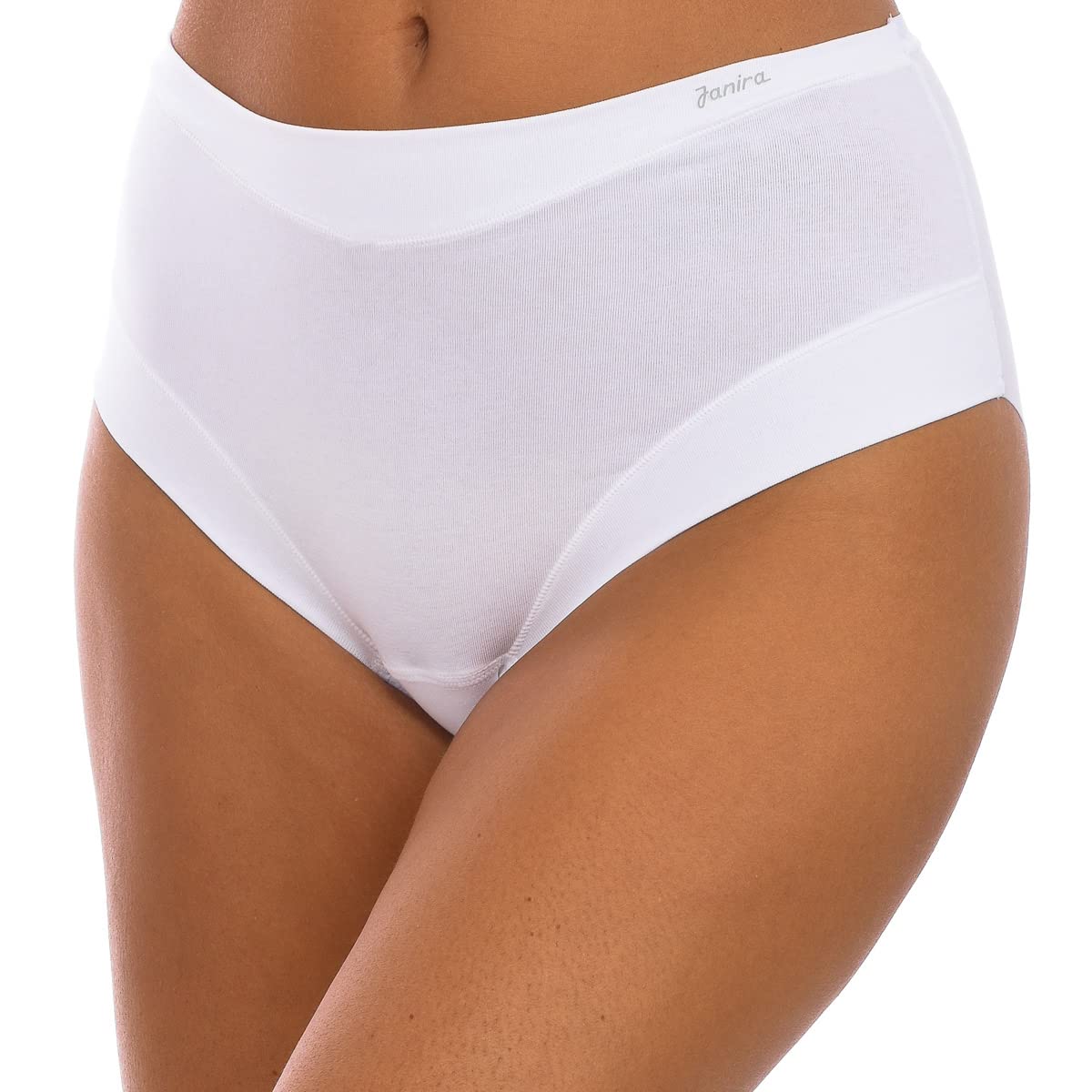 Janira Women's White Invisible Cotton Band Slip Panties Made Of Elastic Fabric 1031863