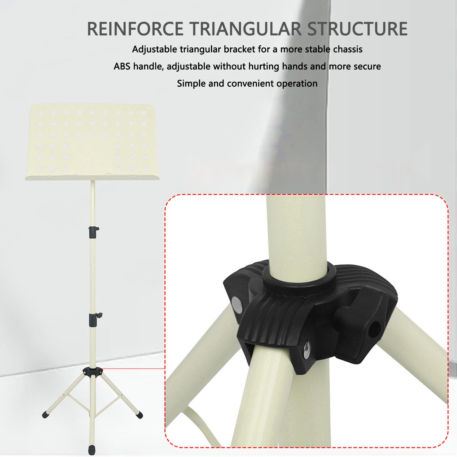 Kadimendium Leggio per Spartiti Altezza Regolabile Leggio Pieghevole Facile da Trasportare per Vari Strumenti da 800 Mm a 1.475 Mm Beige (Bianco crema)