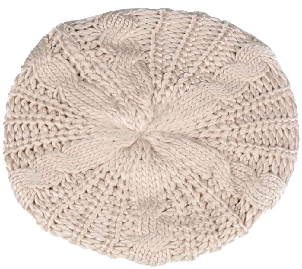 Hugestore Women's Beige Winter Warm Slouch Chunky Crochet Beanie Cap Hat Baggy Beret Hat Cap