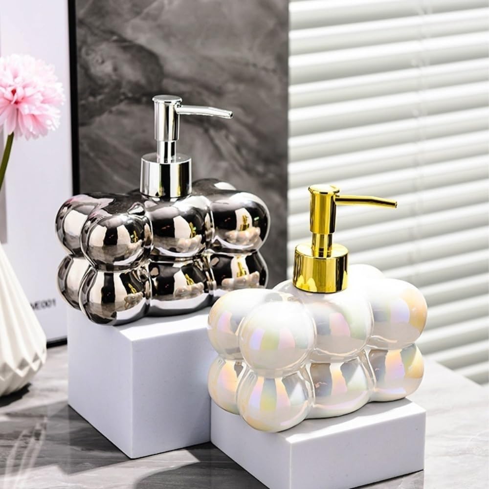Sope-Spender Leichte Luxus-Händedesinfektionsflasche, Shampoo, Duschgel, Leere Flasche, Waschmittel, Lotion, kreative Spenderflasche, Pressflasche Seifenständer(Silver)