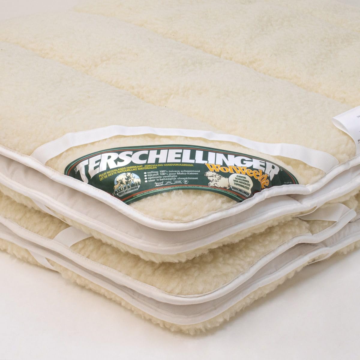 Terschellinger Lammflor Wollunterbett 100% IWS-Schurwollauflage 2-in-1 Matratzenauflage 160 x 200 cm