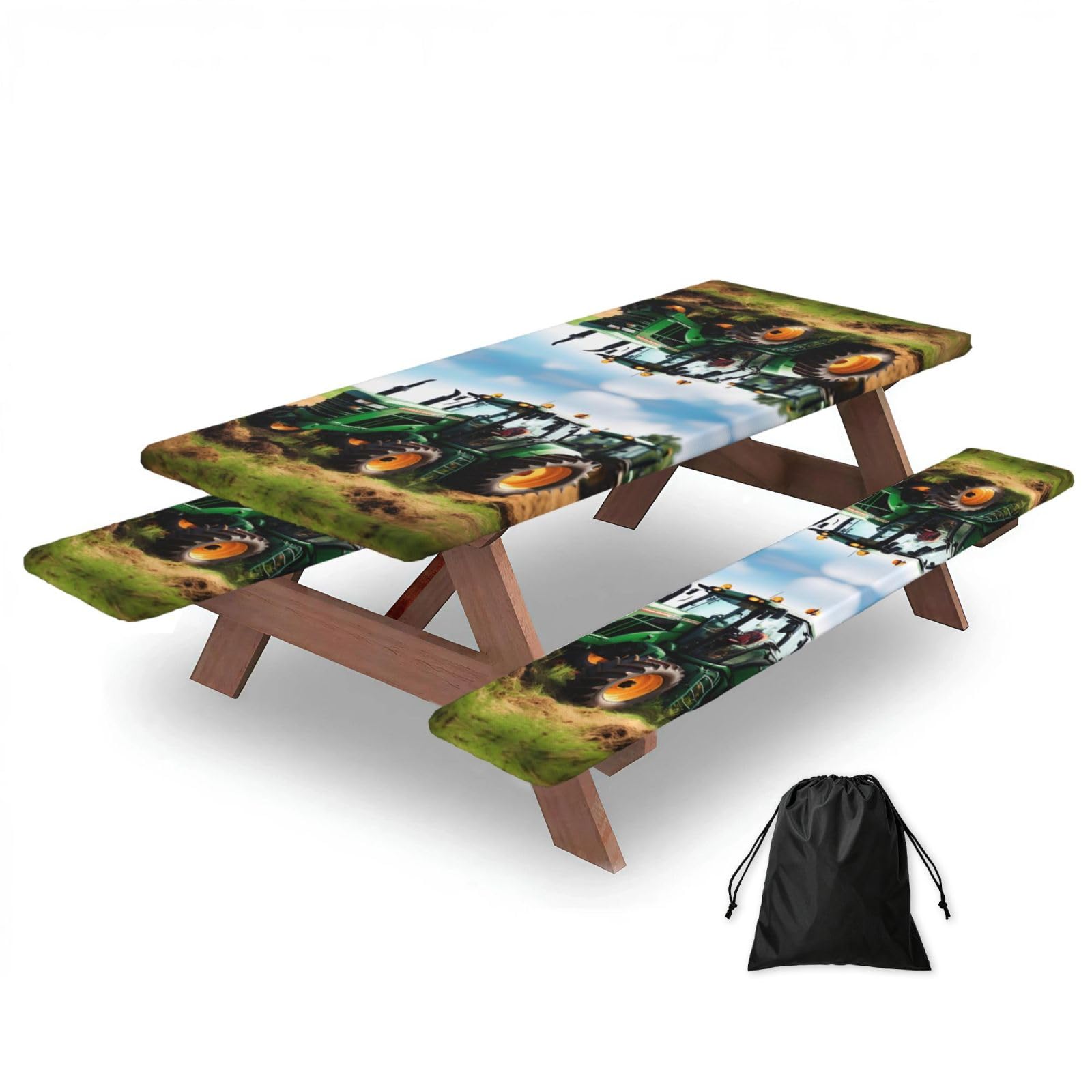 Company Farm Tractor Print 3 Pack Wipeable Picnic Bench Cover And Table Cover Lightweight Table Cloth For Camping Outdoor