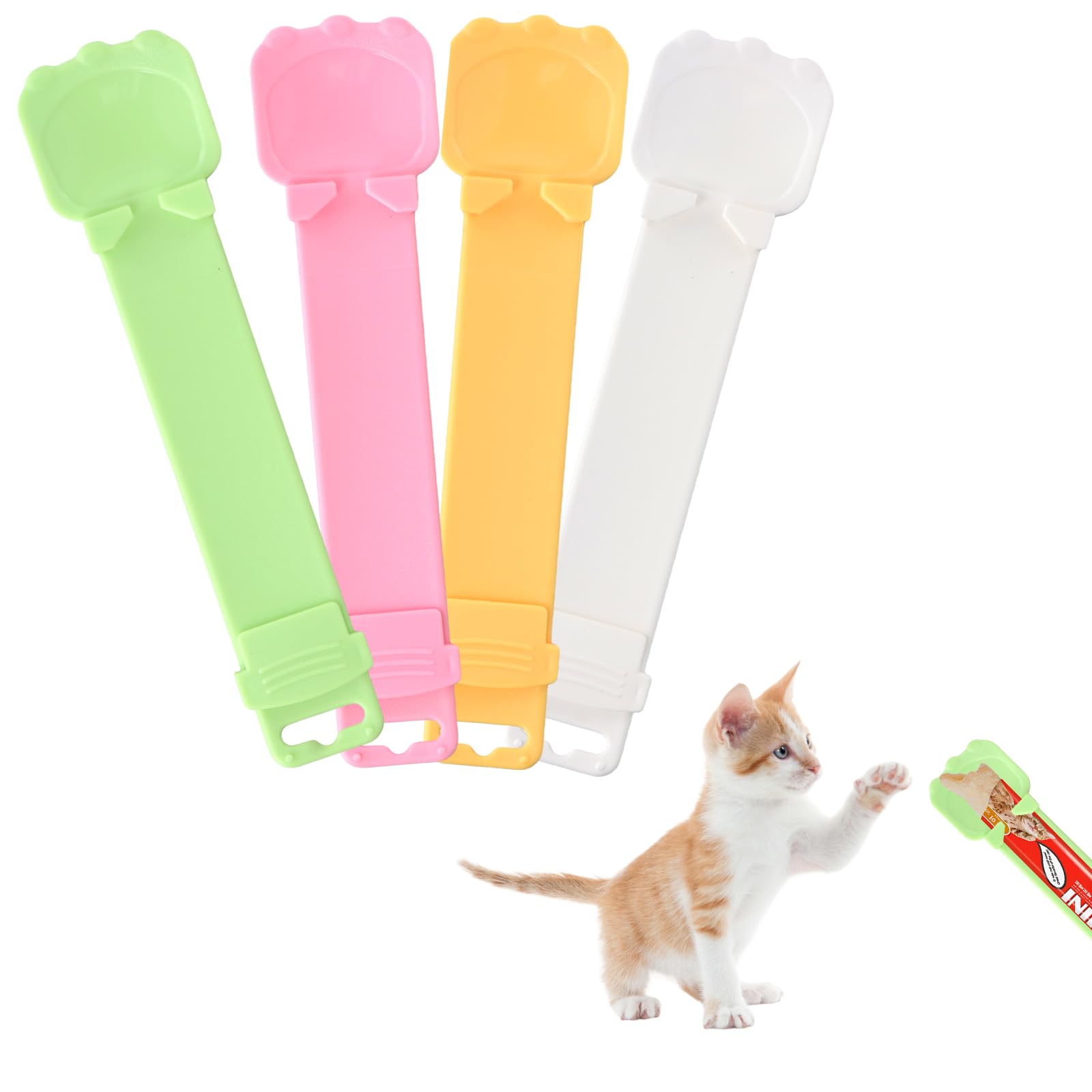 4 Pack Cat Treat Squeeze Spoon, Kitten Lickable Treats Squeezer, Multi Functional Pet Feeding Spoon for Wet Food Puree Bisque, Easy Clean Dog Cat Snack Tool