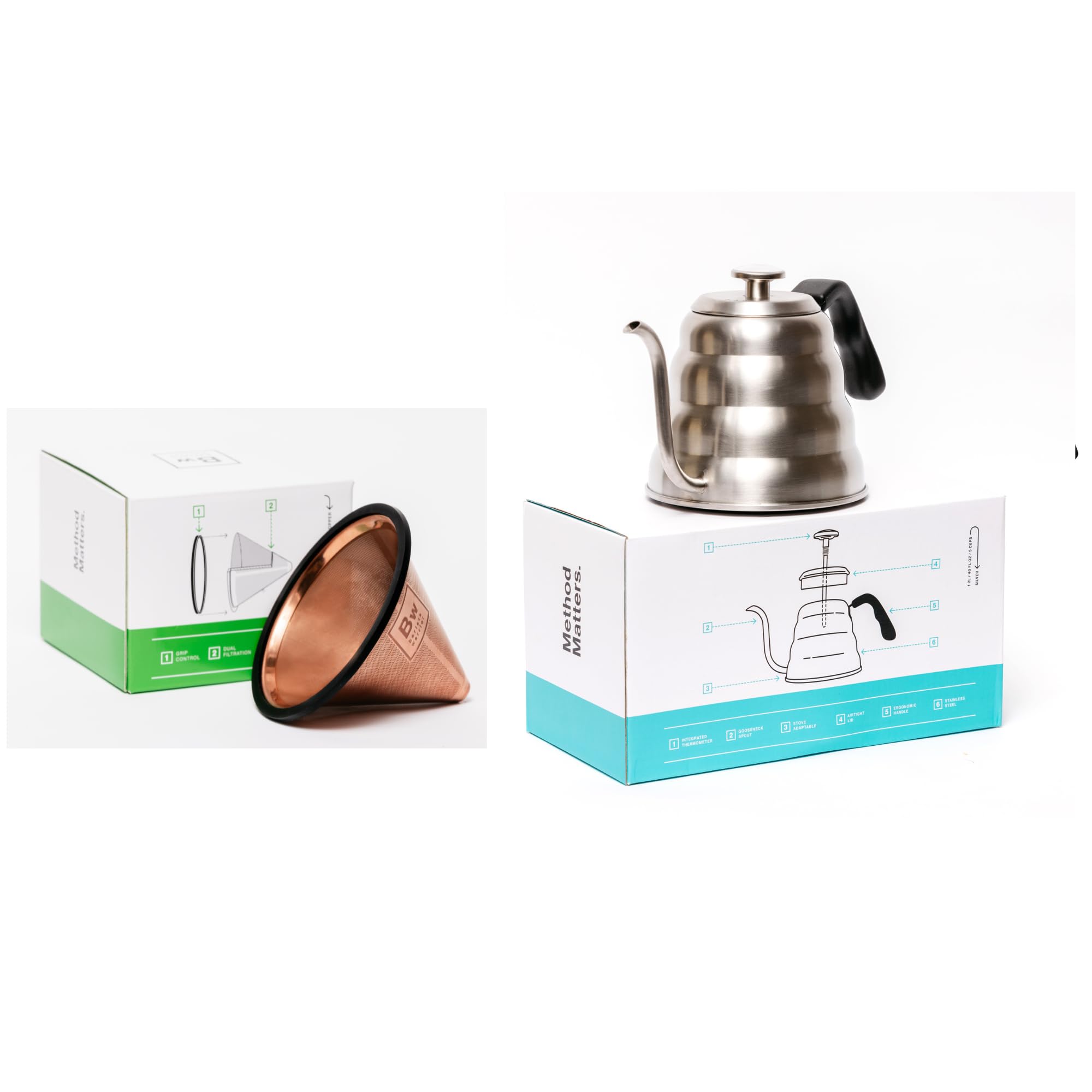 Barista Warrior Pour Over Copper Filter & Pour Over Stainless Steel Kettle