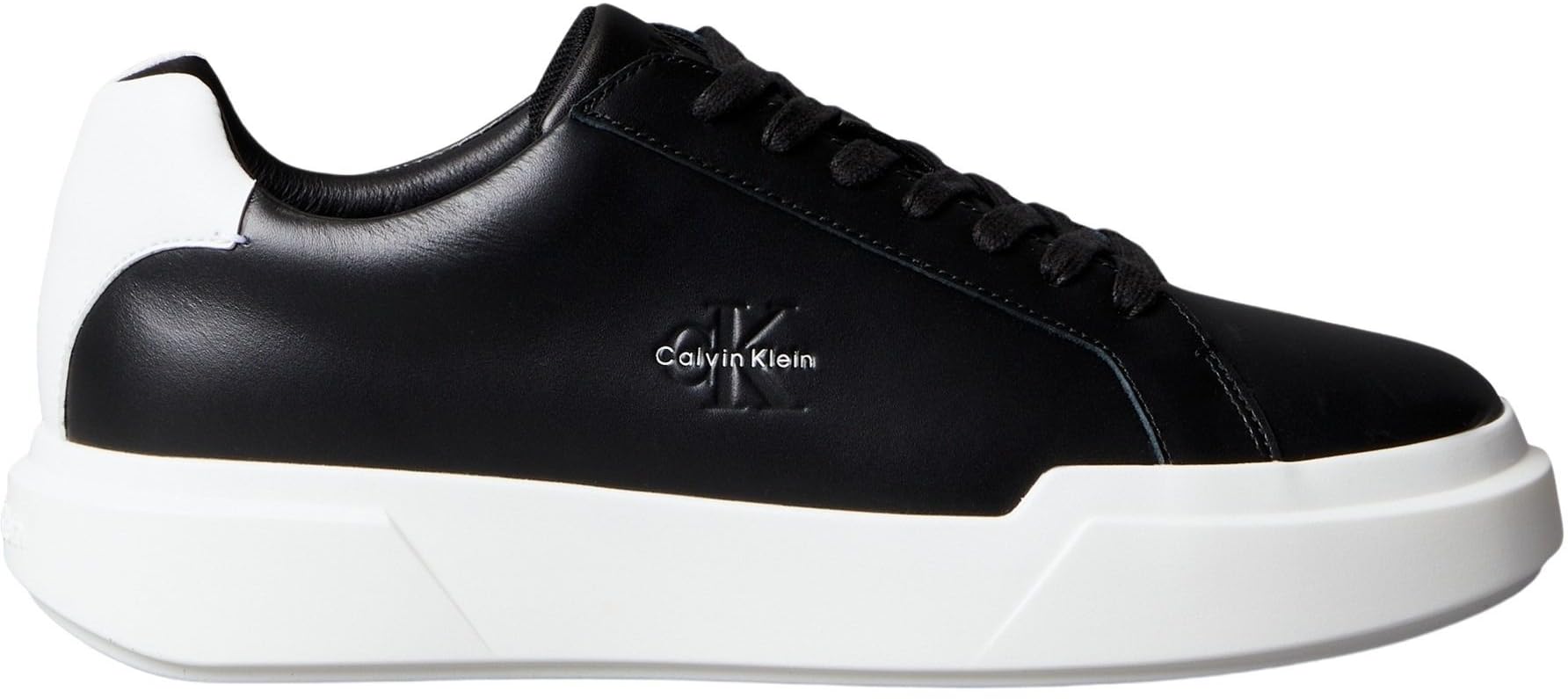Calvin Klein Sneaker con Suela Cupsole Hombre Chunky Laceup de Piel, Negro (Black/Bright White), 39 Leather Working Group