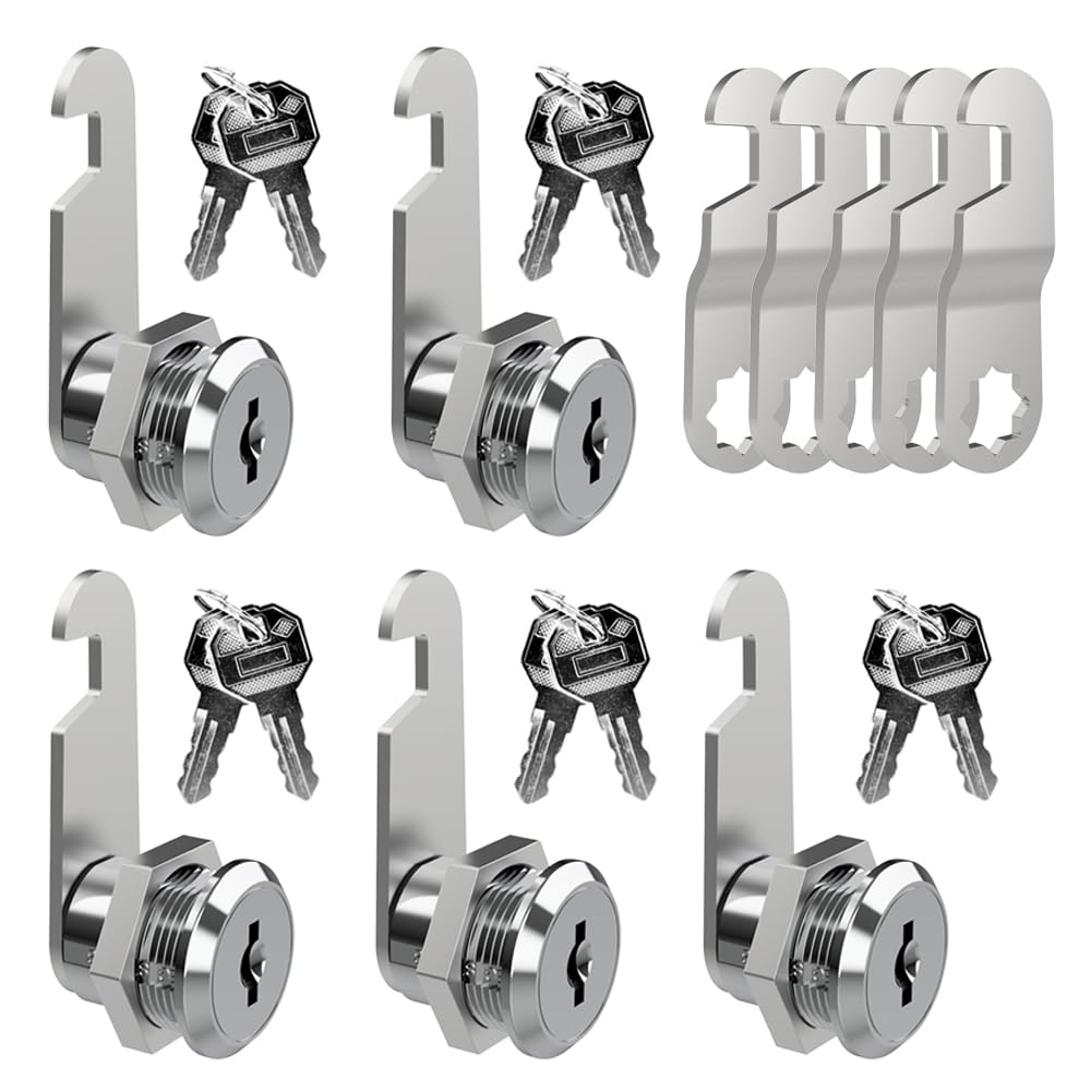 EG STARTS 5 Pack File Cabinet Cam Locks - Keyed Alike, 5/8