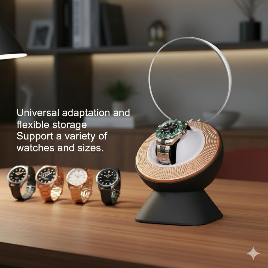 Ultra Quiet Single Watch Winder for Rolex with Ambient LED Lighting - Gift for Men, Automatic Watch Storage Box with One Watch Pillow, Whisper Quiet Motor for Mechanical Watches