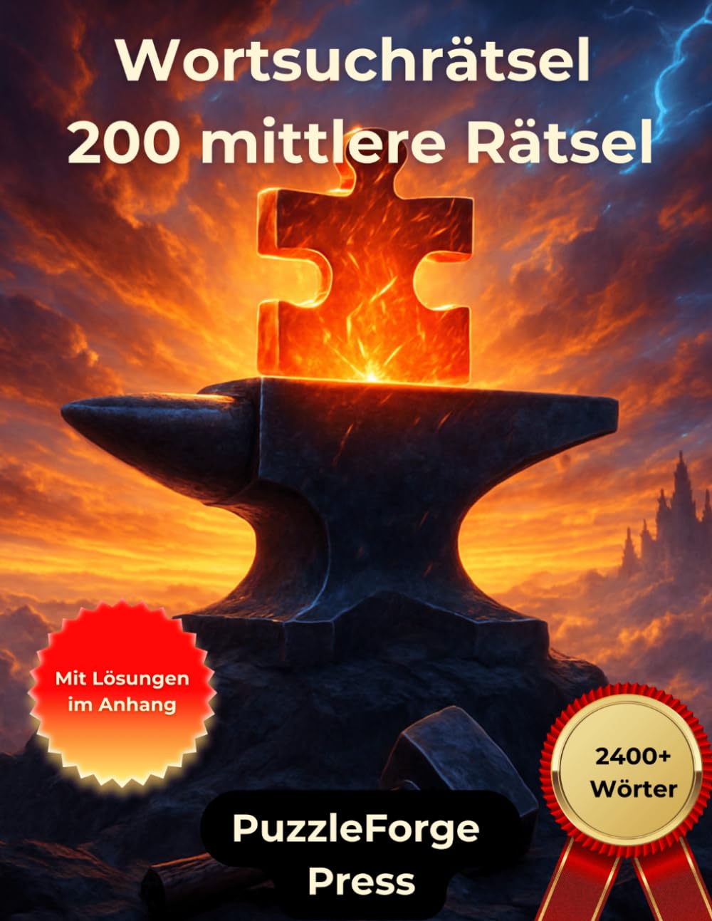 Wortsuchrätsel - 200 mittlere Rätsel: Großdruck für Erwachsene und Senioren | 2400+ Wörter | 2 Rätsel pro Seite | Mit Lösungen im Buch | Mittlerer ... für Konzentration & Gehirntraining)