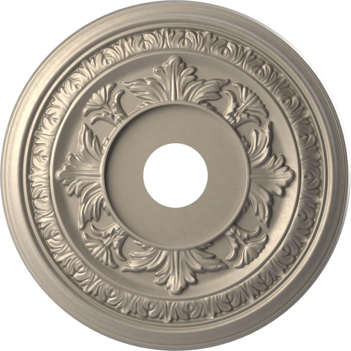 Ekena Millwork CMP19BACSV Baltimore Thermoformed PVC Ceiling Medallion (Fits Canopies up to 7 3/4"), 19"OD x 3 1/2"ID x 1"P, Metallic Silver Metallic