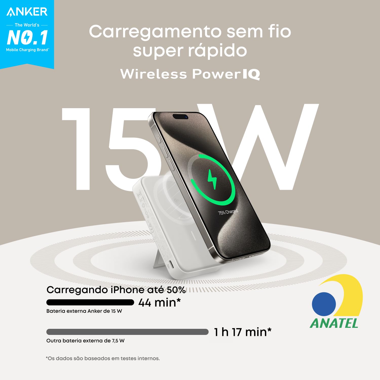 Anker MagGo Power Bank, Carregador Portátil com Certificação Qi2