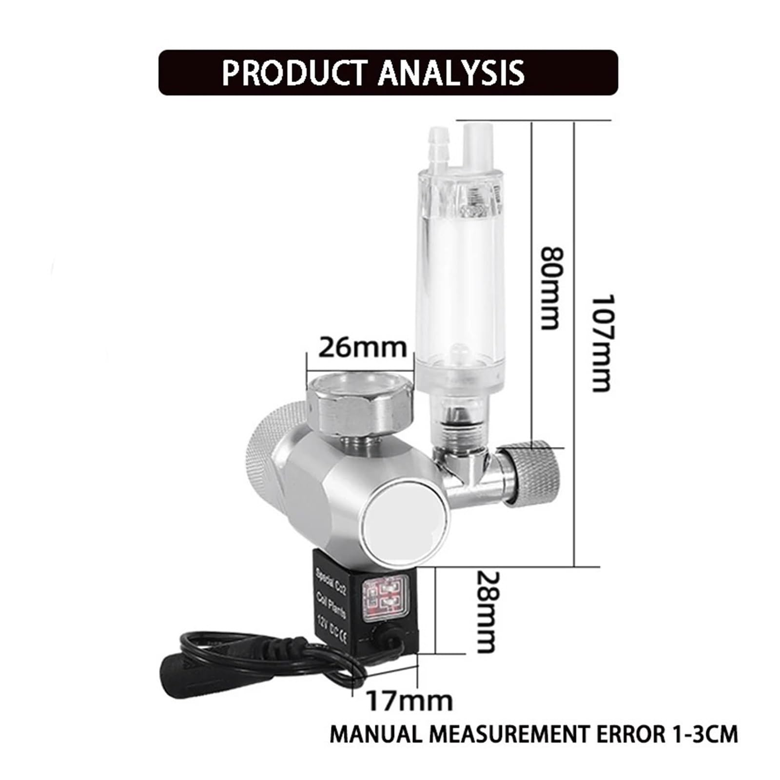 Válvula Reductora de CO2 for pecera, válvula solenoide D, regulador Control Cilindro Gas for Acuario(TR21)