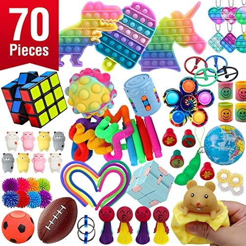 70 Pcs Fidget Sensory Toys Bulk,Party Favors Carnival Treasure Classroom Prizes Fidgets Set for Boys Girls Kids Adults,Stress Anxiety Relief Autism ADHD Toys Pack,Great Way to Relax & Make Them Happy thumbnail