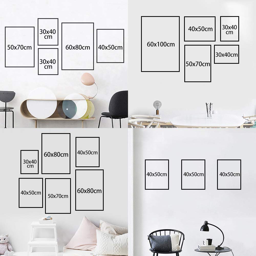 Set di 3 poster su tela con geometria astratta, moderni, minimalisti, geometria linea, poster artistici, da parete, senza cornice (B, 60 x 90 cm)