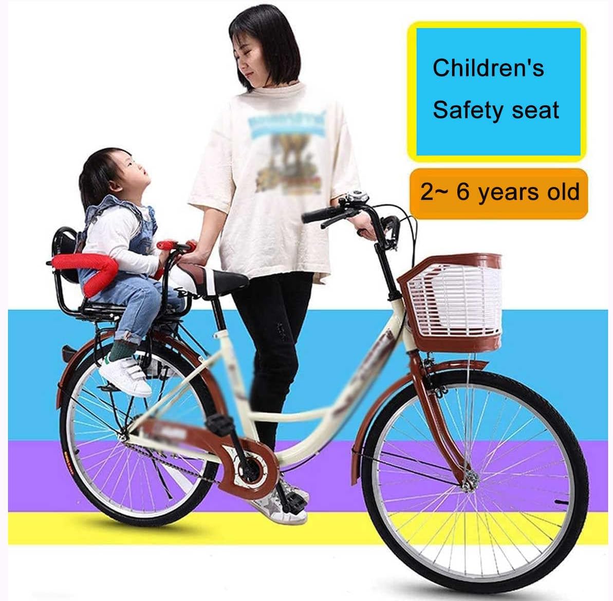 Back Mount Child Seat for Adult Bike,Children's Bike Seat,Rear Child Carrier Bicycle Seat,Child Bike Seat Rear Mount,with Backrest Foot Pedals/Armrest and Detachable Fence for 2-8 Year Old Children
