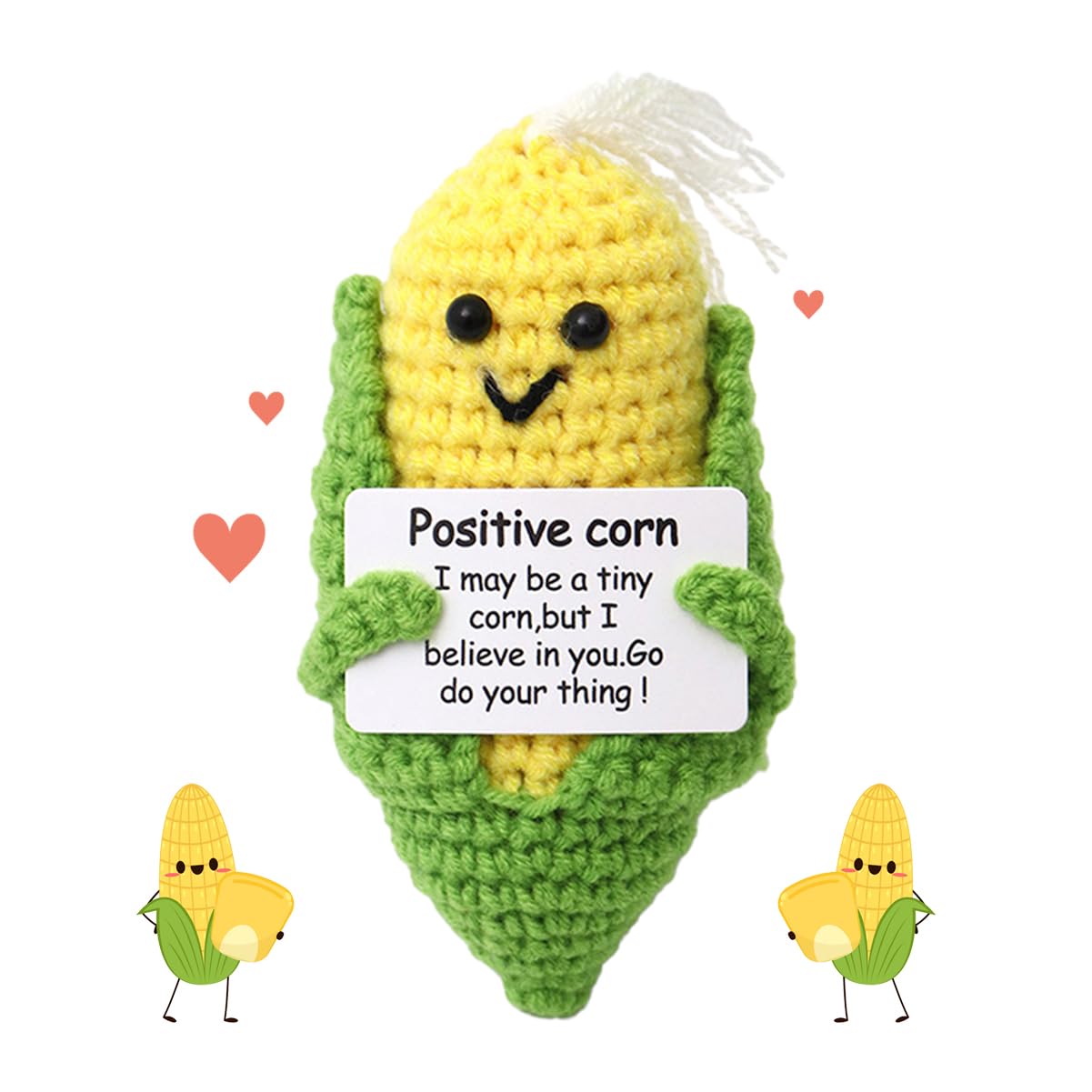 YALiya Funny Positive Sorghum, Mini Cute Crochet Sorghum with Positive Card, Emotional Support Gift, Positive Gifts, Positive Affirmation Gifts, Good Luck Sorghum Gifts