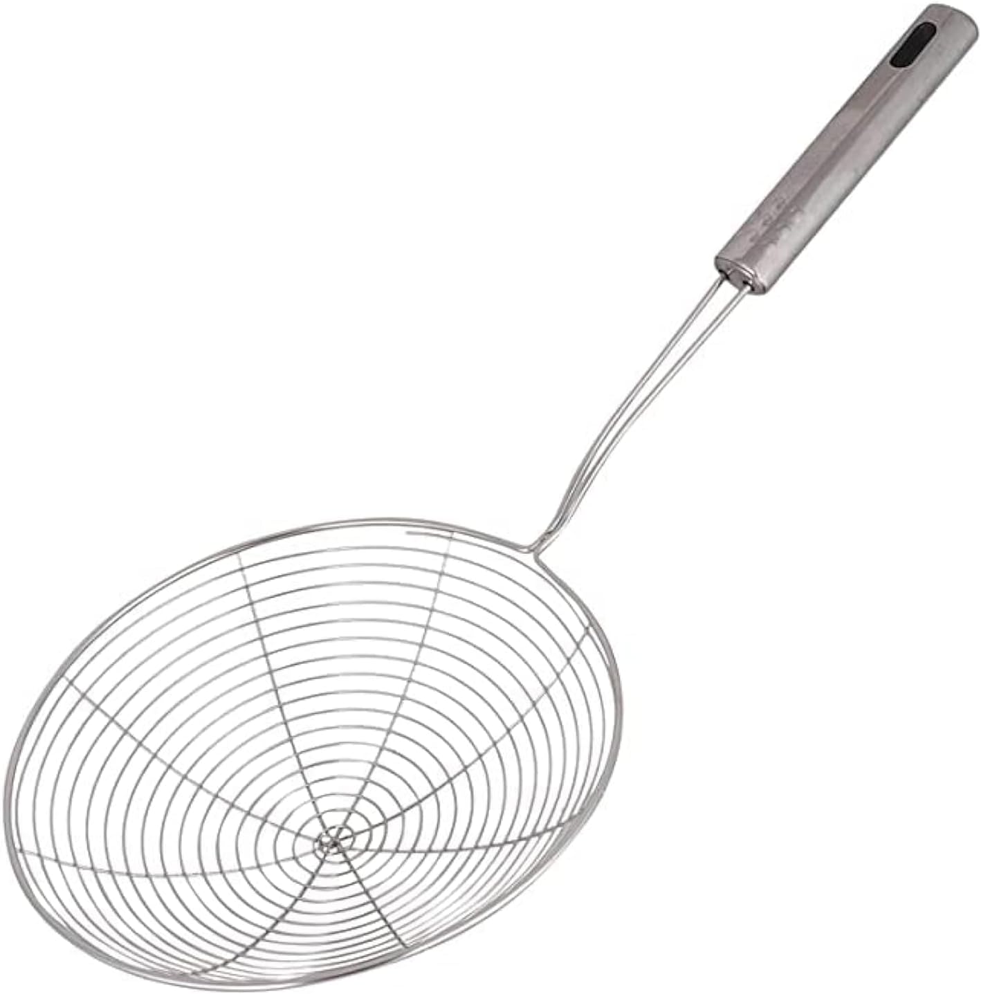 Stainless Steel Deep Fry Jhara Skimmer Puri Strainer with Handle, Puree Jhara Jharna (Silver), Standard Size