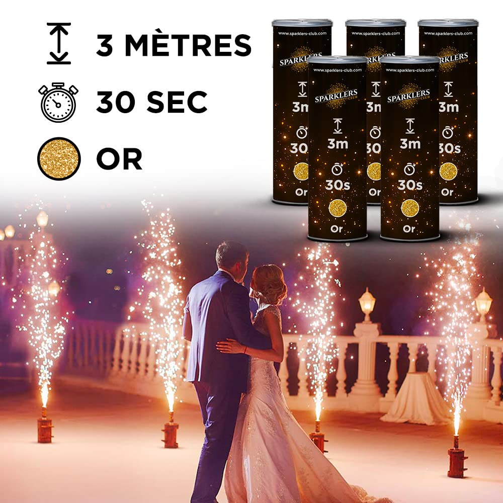 Pack Mariage 4 Déclencheurs + 5 Jets de Scène 3 Mètres / 30 Secondes + Télécommande pour Machine d'allumage de Jet de Scène Artifice pour Intérieur à Étincelles Lumineuses - SPARKLERS CLUB®