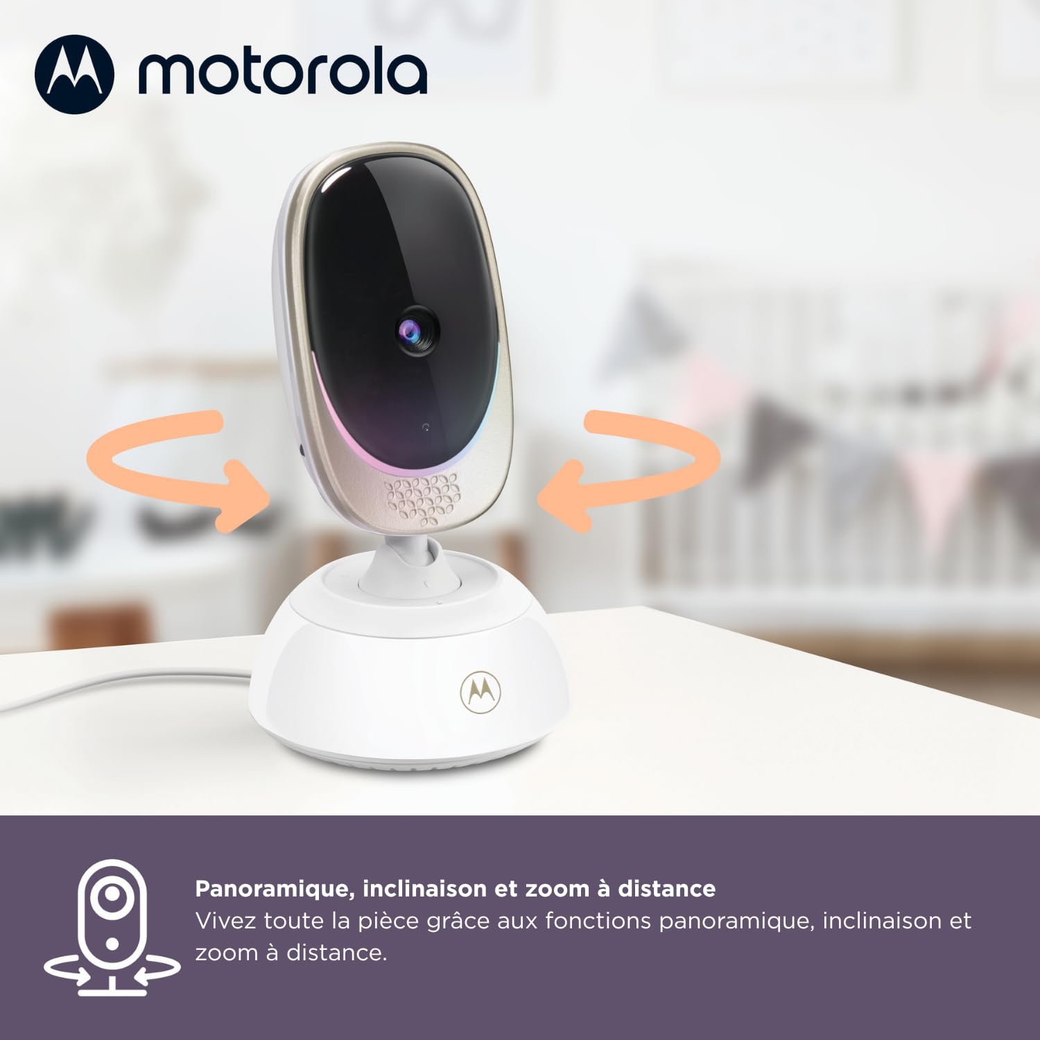 Motorola Baby Comfort 85 Connect Babyphone Vidéo avec Fonction Pivotante/Zoom/Wi-Fi, Ecran Couleur 5,0", Vision Nocturne Infrarouge, Audio Bidirectionnel/Capteur de Température, Blanc
