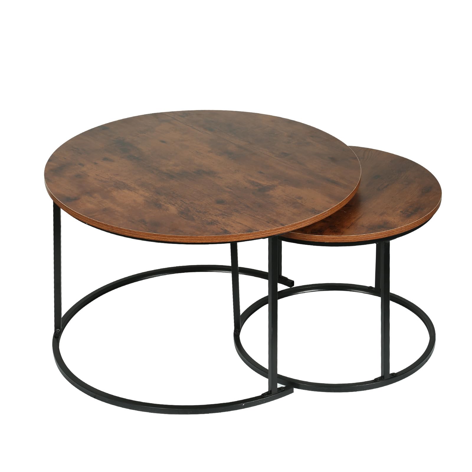 HUOLE Tavoli estraibili rotondi Set di 2 pezzi, con telaio in metallo dorato, piano in finto marmo, per soggiorno, camera da letto, ufficio, appartamento -B (60 x 60 x 45 e 40 x 40 x 38) in legno