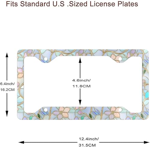 Miniatura 2 de Marco de matrícula de metal, soporte de etiqueta de metal, accesorios para automóvil (cristal floral)
