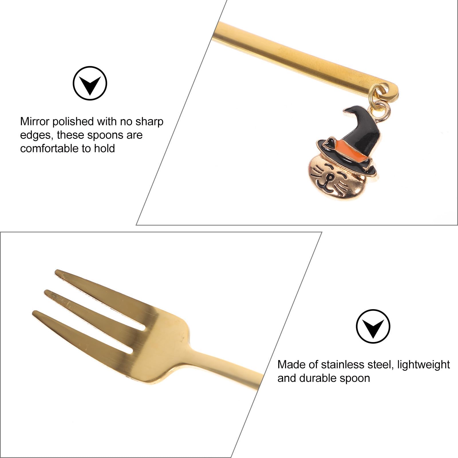 OSALADI 20 Pezzi Forchettine da Frutta in Acciaio Inossidabile Oro Tema Halloween, Facile da Pulire e Comode da Tenere per Casa e Ufficio