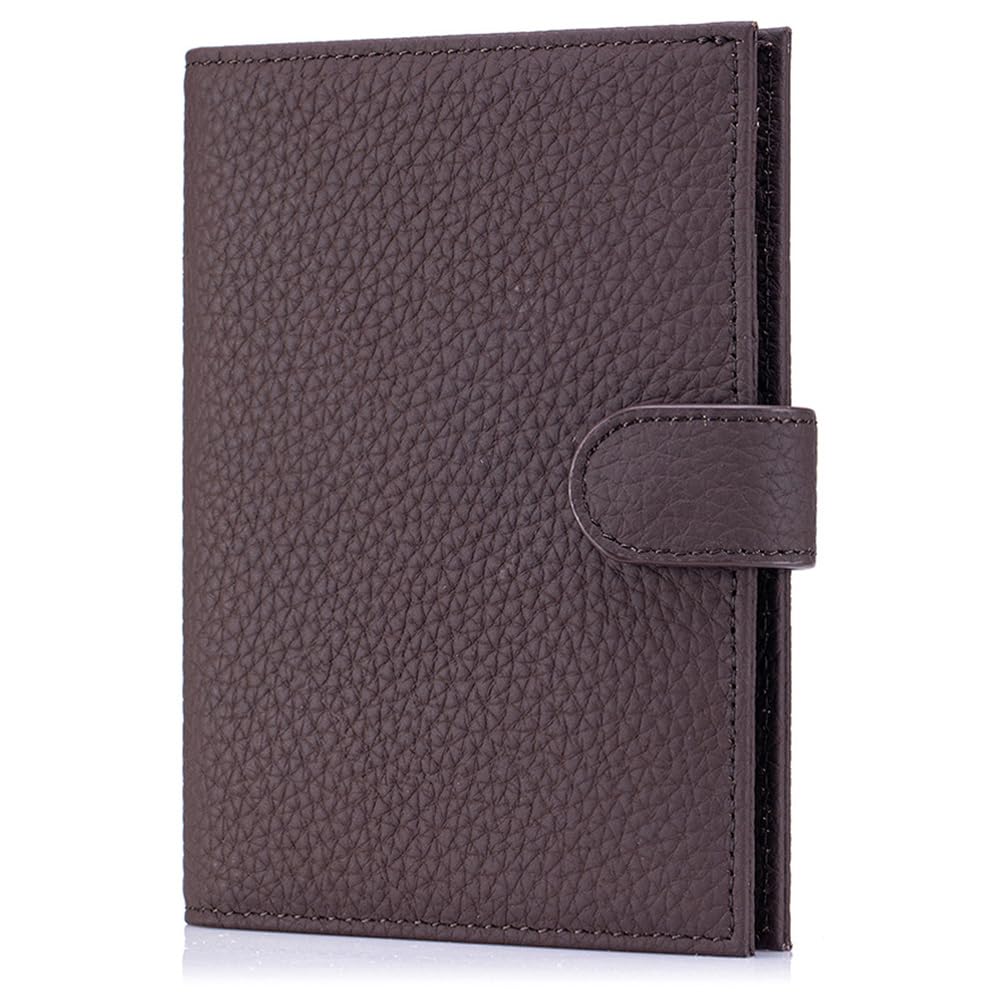 Soporte de cuero para pasaporte para mujeres de viaje, cartera de pasaporte con bloqueo RFID con ranuras para tarjetas, bolsillo para monedas y ranura para SIM, organizador de viaje delgado de