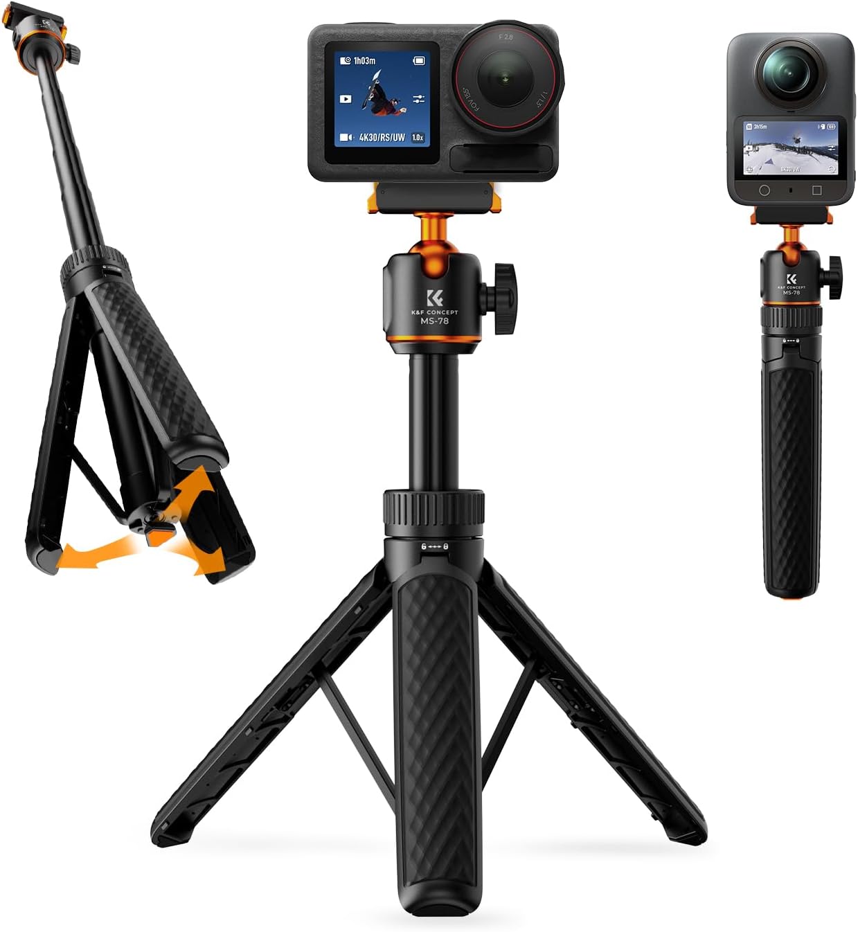 K&F CONCEPT 25.6" Selfie Stick Tripod for DJI Osmo Action 5 Pro